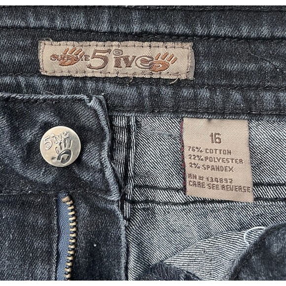 GIVE ME FIVE Women's Blue Denim Jeans Size 16 Embroidered Rhinestone Pockets - Picture 4 of 6